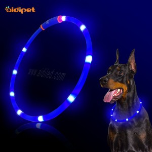 Dog αναβοσβήνει Led κολάρο μαλακό υλικό TPR USB επαναφορτιζόμενη έξοχο φωτεινό οδήγησε κολάρο σκυλί κοπεί σε διαφορετικό μέγεθος για να χωρέσει κουτάβια